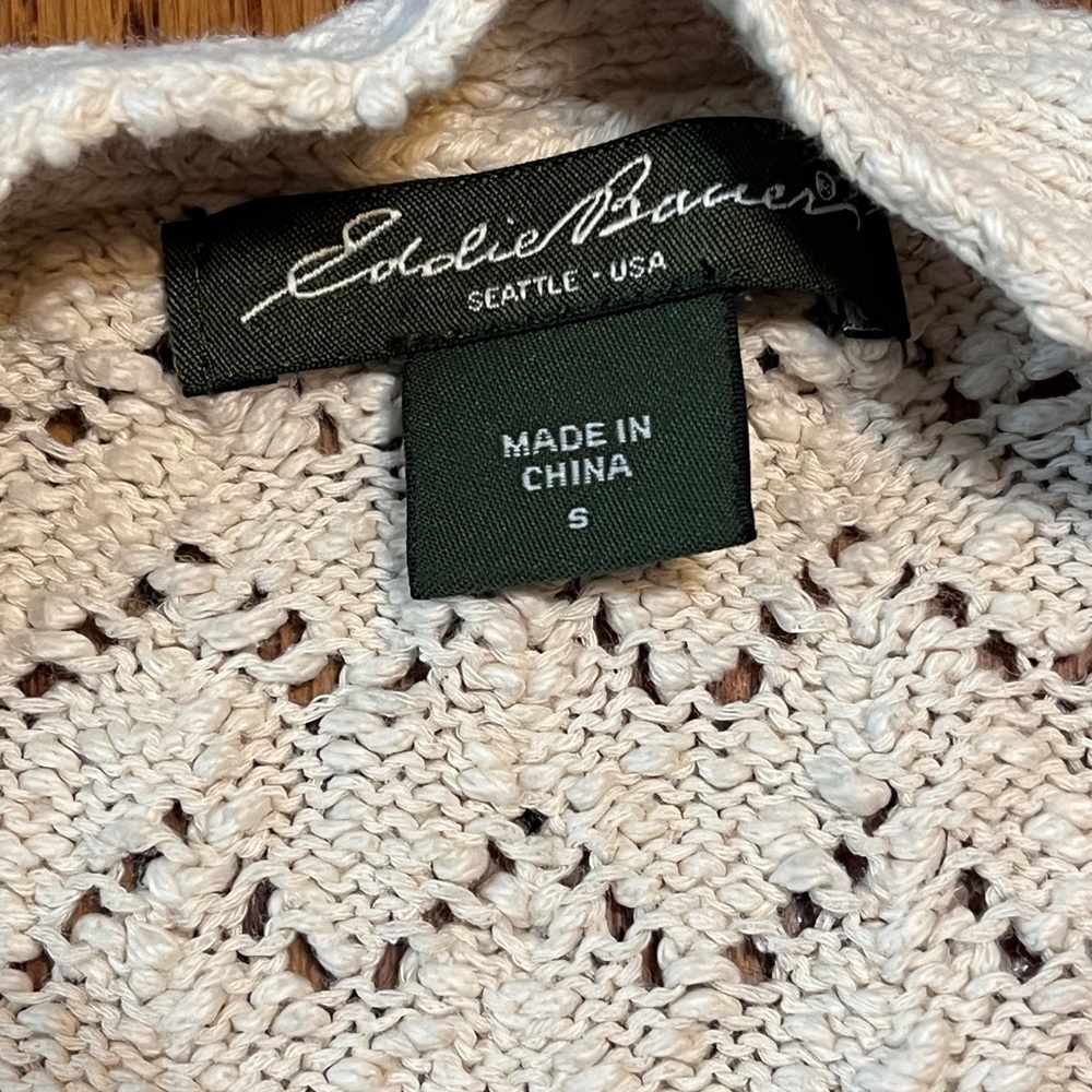 Women's Eddie Bauer Cream Cardigan Sweater - Picture 7 of 11